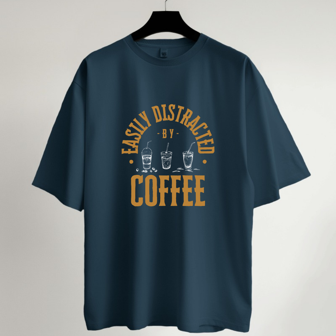 Distracted by Coffee Oversized T-Shirt
