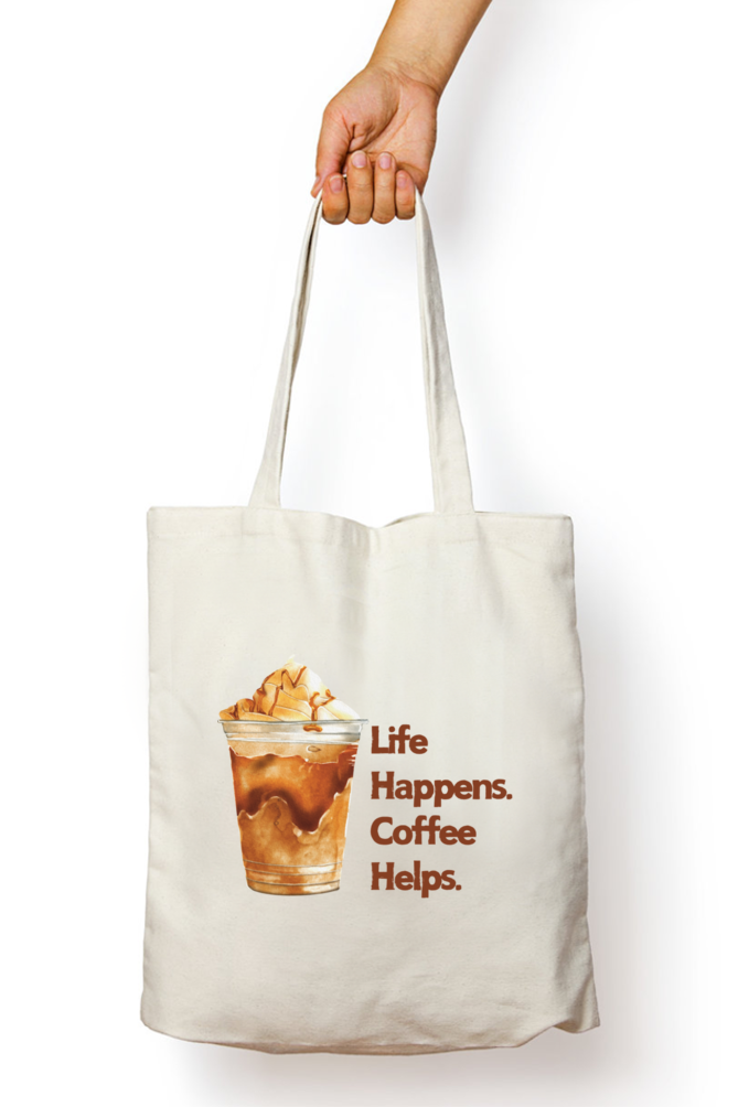 Life Happens Coffee Helps Tote Bag