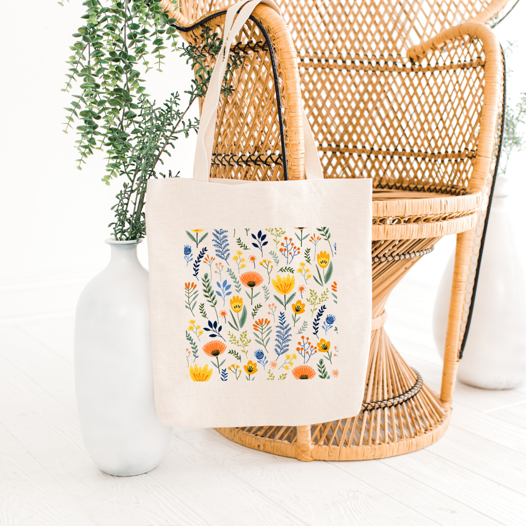 Boho Floral Tote Bag