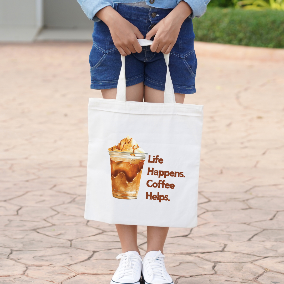 Life Happens Coffee Helps Tote Bag