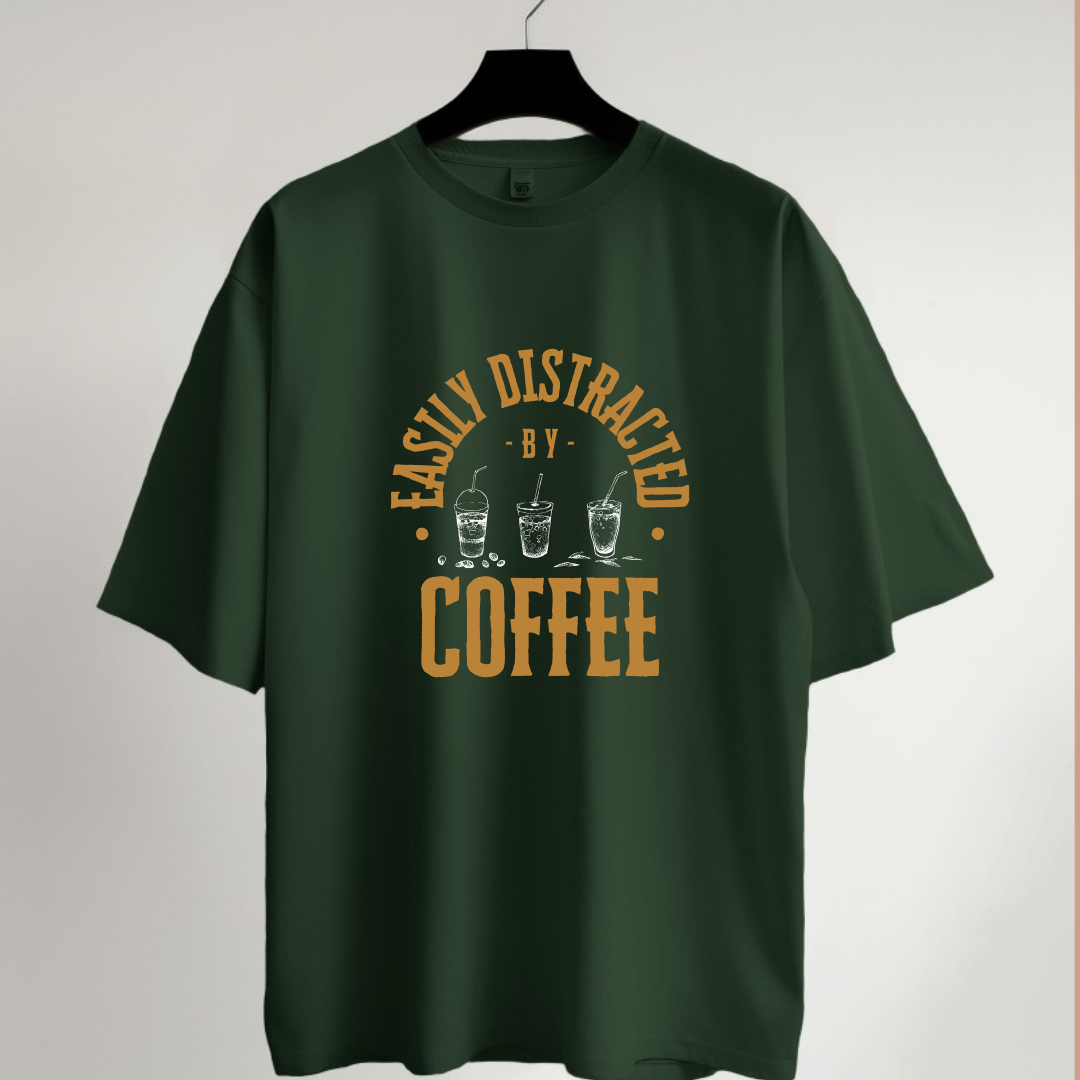 Distracted by Coffee Oversized T-Shirt
