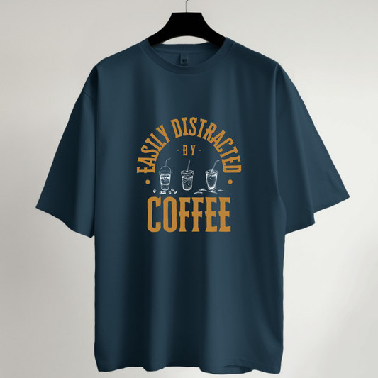 Distracted by Coffee Oversized T-Shirt